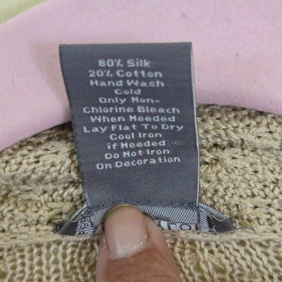 Ann Taylor Petites Beige Sequin Wrap Silk Blend Sweater Size SP - Picture 7 of 7